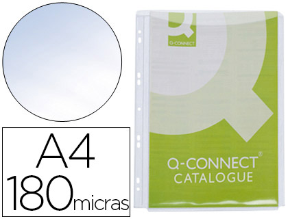 5 fundas multitaladro Q-Connect A4 PVC 180µ con fuelle